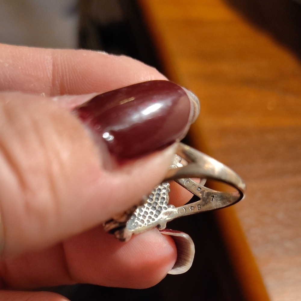 Turquoise Inlay Sterling Silver Ring - Picture 5 of 7